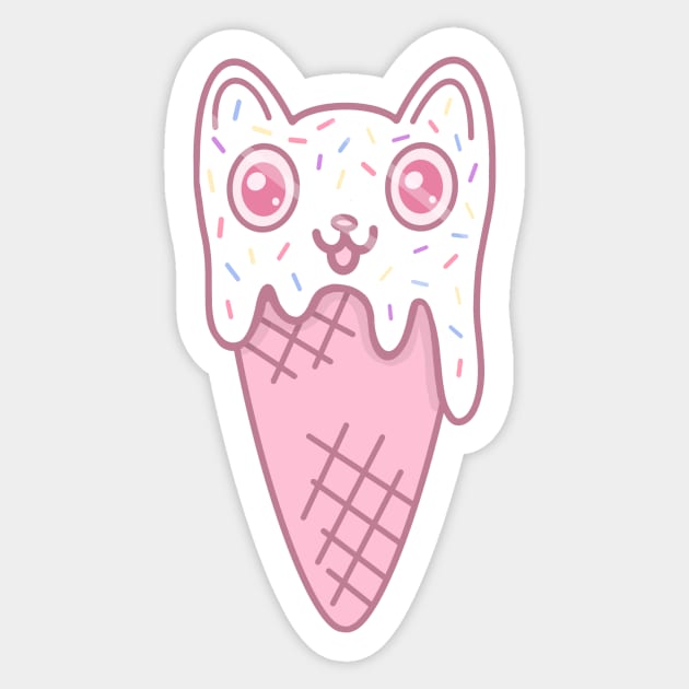 Ice Cream Kitty Cone Sticker by sadsquatch